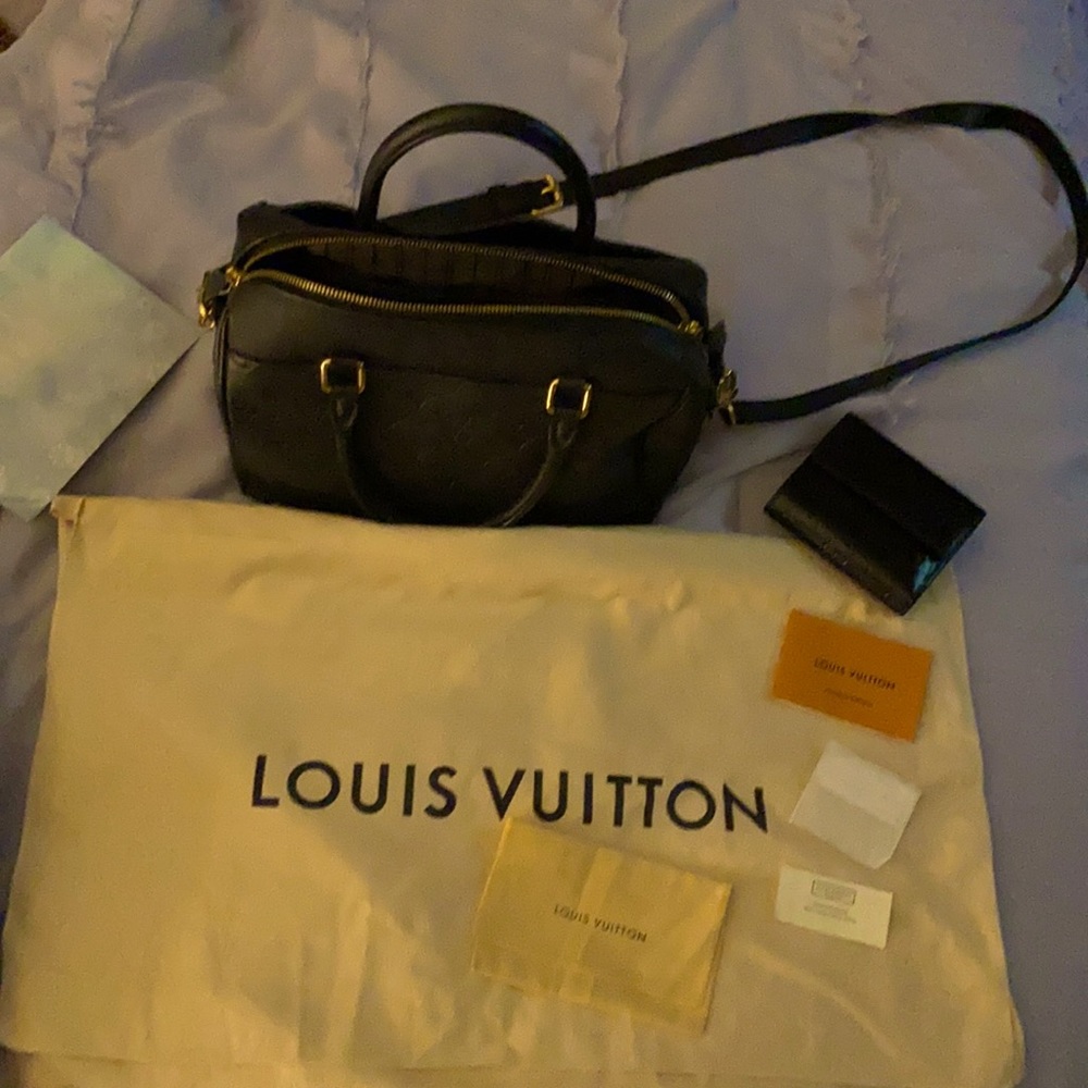 Louis Vuitton, black purse. Free LV wallet, pictured, if you pay full price.